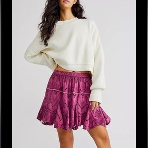 Free People Pink Eyelet Skort
